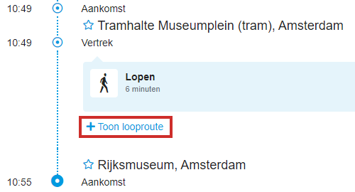 Looproute tonen op 9292.nl